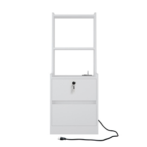 Modern Nightstands Set of <b>2</b> with Charging Station and Night Light Bookshelf Bedside <b>Storage</b> <b>Drawer</b> <b>Unit</b> - Product Image 2