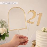 Juego de Exhibidores Acrílicos Personalizados con Arco, Círculo y Número 1, Porta Letreros de Mesa con Borde Dorado para Eventos y Decoración