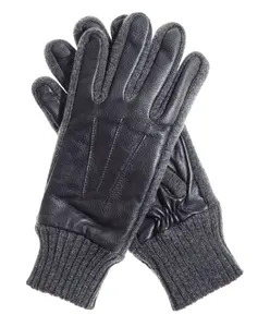 Men's Knit Leather Palm Gloves with Thinsulate Lining