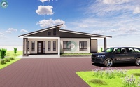 Maison modulaire moderne de 135 m² avec 4 chambres, 3 salles de bain et cuisine, maison préfabriquée avec toit en pente