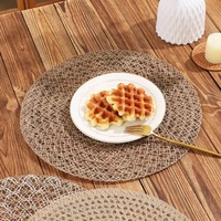 Nouveauté Napperon chargeur rond en paille naturelle napperons de table tissés vente en gros tasses assiettes tapis
