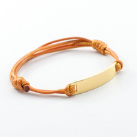 Bracelet en cuir tressé avec gravure laser personnalisée, plaque incurvée en acier inoxydable vierge DIY, bracelet réglable en corde tressée