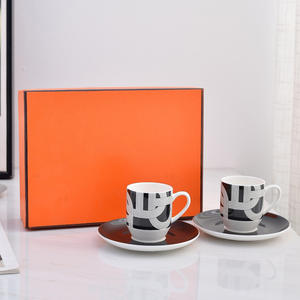 Meilleures ventes : Ensemble de 2 tasses et soucoupes en porcelaine fine, design moderne et luxueux, écologique, idéal pour les cadeaux promotionnels - Product Image 1