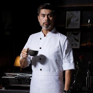Uniformes <span class=keywords><strong>de</strong></span> Restaurante y Bar con Logotipo Personalizado al por Mayor, Camiseta <span class=keywords><strong>de</strong></span> Trabajo para Chef, <span class=keywords><strong>de</strong></span> Manga Corta y Larga, Mezcla <span class=keywords><strong>de</strong></span> Poliéster/Algodón, para Hombre - Product Image 4