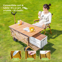 Chariot de camping pliable à quatre roues, imperméable, pour le shopping en plein air, avec espace inclinable, chariot multi-usage pour pique-nique et voyages
