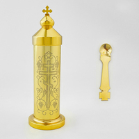 HT Sainte Messe Ensemble Valise À La Main Cas Plaqué Or Calice Avec Cuillère Orthodoxe Catholique Etiquette Fournitures