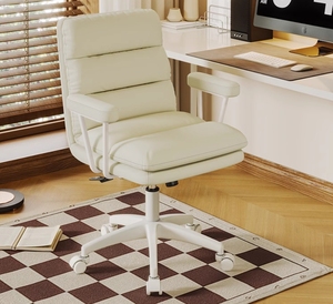 Chaise de bureau moderne et confortable pour la maison, avec accoudoirs en métal doré <span class=keywords><strong>5</strong></span> étoiles, revêtement en PU gris, ergonomique, pivotante, réglable en hauteur, dossier ergonomique pour le bas du dos - Product Image 6