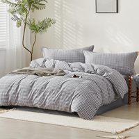 Housse de couette en coton lavé à carreaux, prix usine, douce, pour hôtel et usage domestique
