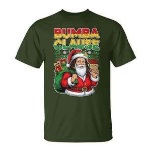 Camiseta navideña Bumba Clause Jamaican Santa con diseño de humor negro - Product Image 1
