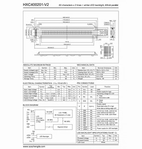 Mô-đun <span class=keywords><strong>LCD</strong></span> ký tự chữ số 40x2 với đèn nền 8 bit STN chế độ màu xanh tiêu cực đèn nền trắng cung cấp điện 5V - Product Image 4