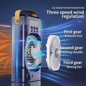 Ventilateur électrique portable rechargeable par USB, climatiseur de bureau, humidificateur d'air avec lumière et poignée - Product Image 5