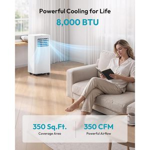 Aire Acondicionado Portátil de 11899 BTU, Solo Frío, con Control Remoto, Unidad de Plástico Blanca para Uso Doméstico - Product Image 2