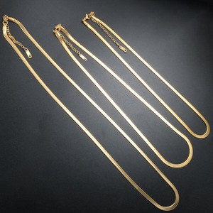 18K 골드 도금 4mm 블레이드 체인 쇄골 체인 목걸이 스테인레스 스틸 럭셔리 트렌디 여성 기념일 패션 쥬얼리 세트 - Product Image 4