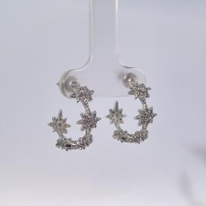 Pendientes de Aro Redondos de Latón Chapado en Oro Tianyu Gems con Pequeñas Piedras de Circonita Cúbica Octogonales, Diseño de Estrella Clásico y Moderno - Product Image 3