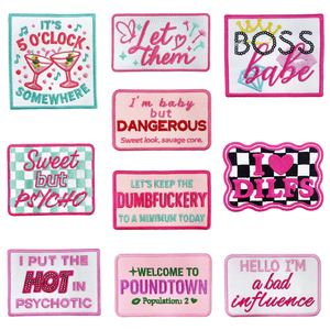 Patchs thermocollants brodés avec slogan audacieux et motif cœur, applique rose écologique Girl Power pour vestes, sacs, jeans, chapeaux, décoration DIY - Product Image 1