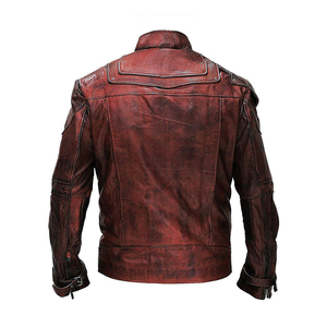 Veste en cuir pour homme, de haute qualité, style motard, en cuir véritable, coupe ajustée, grande taille, respirante, avec fermeture éclair - Pakistan - Product Image 6