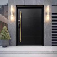Porte pivotante moderne avec fonction antivol, cadre en alliage d'aluminium et fer, porte d'entrée extérieure de sécurité pour maison, hôtel, salon