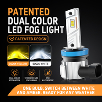 Ampoules LED de feux de brouillard à commutation H8 brevetées, 6500K et 3000K, double couleur, 8000LM, sans ventilateur, neuves, 12V, étanches IP67, silencieuses 0dB