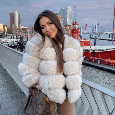 Custom Long Sleeves Fashion Women Fluffy Fur Jacket Winter Real Fox Fur Coat for Ladies