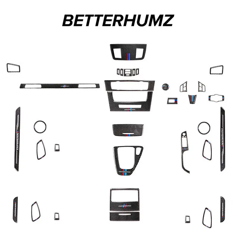 BETTERHUMZ For BMW E90 Carbon Fiber Interior Trim RHD E92 E93 Steering Wheel Cover Frame M Performance Stickers Car Accessories