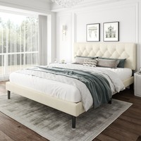 Großhandel Modernes King-Size Verstellbares Klappbares Bettgestell mit Samtbezogenem Kopfteil Langlebiger Metallrahmen für Zuhause und Schlafzimmer