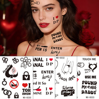 Autocollants de tatouage temporaire personnalisés, non toxiques, artistiques et réalistes, avec motifs lettres, flammes et motifs coquins et ludiques, pour soirées et clubs adultes