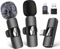 Microfono Lavalier Professionale Wireless Ipercardioide a Condensatore Doppio Rosa per iPhone Type-C Lightning con Cancellazione del Rumore 2.4G