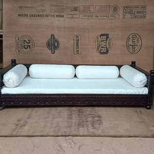 Sofá informal de ratán perezoso de madera maciza para cama de día con el último diseño y color personalizado disponible cómodo sofá de madera - Product Image 1