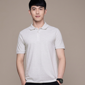 Polo de Algodón de Manga Corta para Hombre, Color Sólido, Casual, Transpirable, Corte Regular, Blanco - Product Image 1
