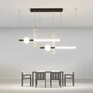 Moderne Aluminium große LED Kronleuchter Lampen warmes Licht kommerzielles Restaurant Küchen insel lange Bar Wohnzimmer Pendel leuchte