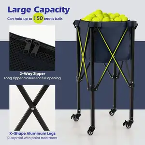 Chariot à balles Typti pliable au meilleur prix, chariot à balles de <span class=keywords><strong>tennis</strong></span>, chariot à balles de pickleball, chariot à balles de <span class=keywords><strong>padel</strong></span> à roulettes avec cadre en aluminium, fabricant - Product Image 3