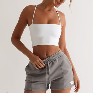 2025 femmes basique gymnastique haut court respirant été actif Bandeau réglable fines bretelles avant basique athleisure <span class=keywords><strong>Fitness</strong></span> blanc - Product Image 1