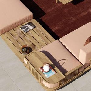 Ensemble <span class=keywords><strong>de</strong></span> <span class=keywords><strong>salon</strong></span> <span class=keywords><strong>de</strong></span> <span class=keywords><strong>jardin</strong></span> moderne en teck imperméable <span class=keywords><strong>avec</strong></span> chaise longue - Product Image 4