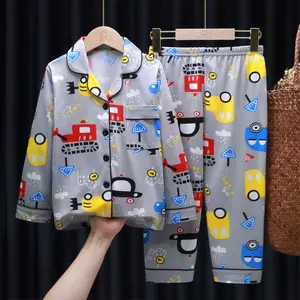 Oem Pyjama 100% Katoen Kind Paarse Loungewear Kids Pyjama Dames Set 5 Tot 10 Jaar Kinderpyjama 'S Cadeau Set Met Kraag