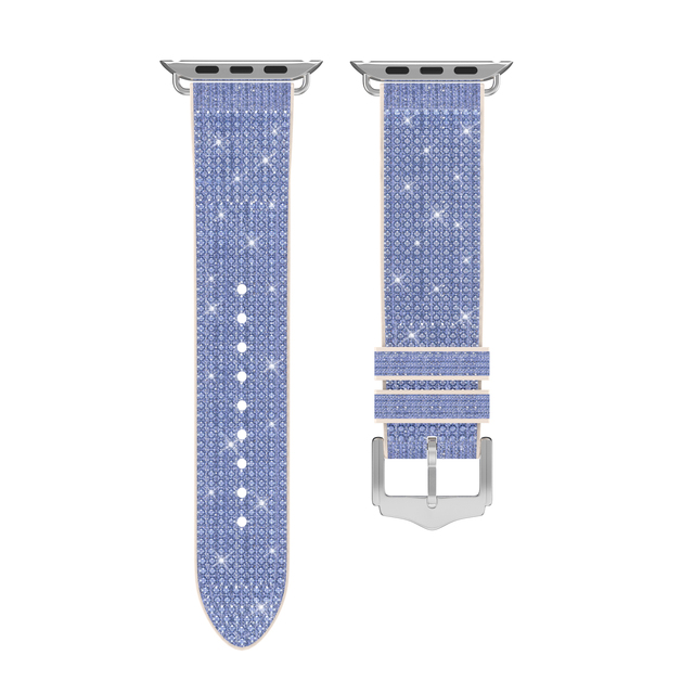Wholesale Factory Luxury 2025 New Arrivals Bling Glitter Leather/Rubber Smart Watch Wrist Strap for Watch Series 7 6 5
