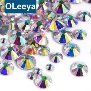 OleeyaベストセラーSS3-SS40マルチサイズベターDMCクリスタルABラインストーンガラスホットフィックスクリスタルドレッシングガーメント用