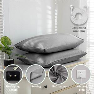 Gray Cotton Grounding <b>Body</b> <b>Pillow</b> <b>Case</b> Knitted Rectangle Embroidered Silver Fiber Anti-Static Soft Comfortable Home Hotel - Product Image 1