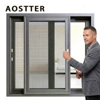 Ventana Corredera para Casa AOSTTER NFRC CE Antirrobo e Impermeable con Malla, Reemplazo de Ventanas de Vidrio de Aluminio Residenciales