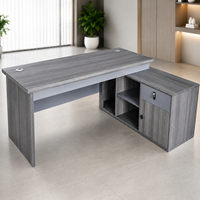 Bureau d'Angle Moderne en L pour Télétravail, Bureau d'Ordinateur à Domicile avec Rangement, Table de Travail de Bureau