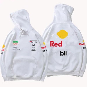 เสื้อฮู้ดผู้ชายแฟชั่นสีแดง ชุดแข่งรถ F1 เฟอร์รารี่ สำหรับฤดูใบไม้ผลิและฤดูร้อน เสื้อแจ็คเก็ตนักขี่มอเตอร์ไซค์แบบกำหนดเอง ลายโลโก้ BULL ใหม่ ปี 2026 - Product Image 6