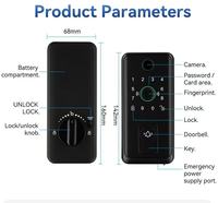 Serrure de porte intelligente à empreinte digitale Auvinx, WIFI, mot de passe, carte sans clé, pour appartement/chambre, pêne dormant numérique, application Tuya, style américain