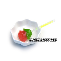 Sucette de bonbons halal en forme de rose rouge fluorescente