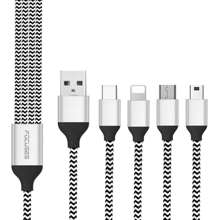 4 in 1 Multi Connector Nylon USB Data Cable Charge Cables