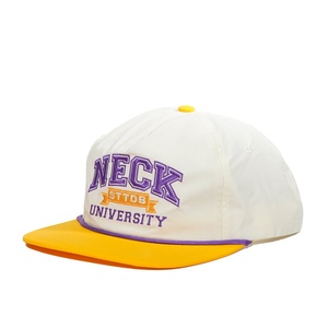 Custom <b>White</b> Yellow Unstructured <b>Flat</b> Embroidery logo <b>Caps</b> 5 Panel Nylon Snapback Hats - Product Image 2