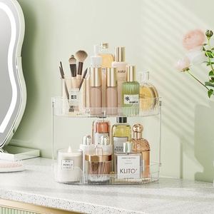 Organisateur de comptoir de salle de bain d'angle à 2 niveaux, organisateurs et rangements de comptoir de salle de bain en forme de losange, organisateur de maquillage d'angle - Product Image 4