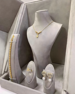 RZ Custom Jewelry Display Storage Jewelry Set Necklace <strong>Earring</strong> Ring Storage Close <strong>Case</strong> With Lock Suede Can Change Cover Material - Product Image 2