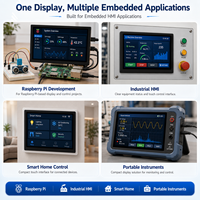 شاشة عرض TFT LCD مقاس 5 بوصات بدقة 800×480 مع شاشة لمس سعوية 550 شمعة/م2 لـ Raspberry Pi 3 و4 ولأنظمة HMI المدمجة