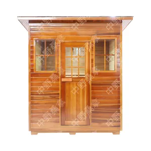 Grosir cedar merah 2-4 orang outdoor sauna tradisional luar ruangan sauna luar ruangan untuk dijual hujan dan salju pencegahan