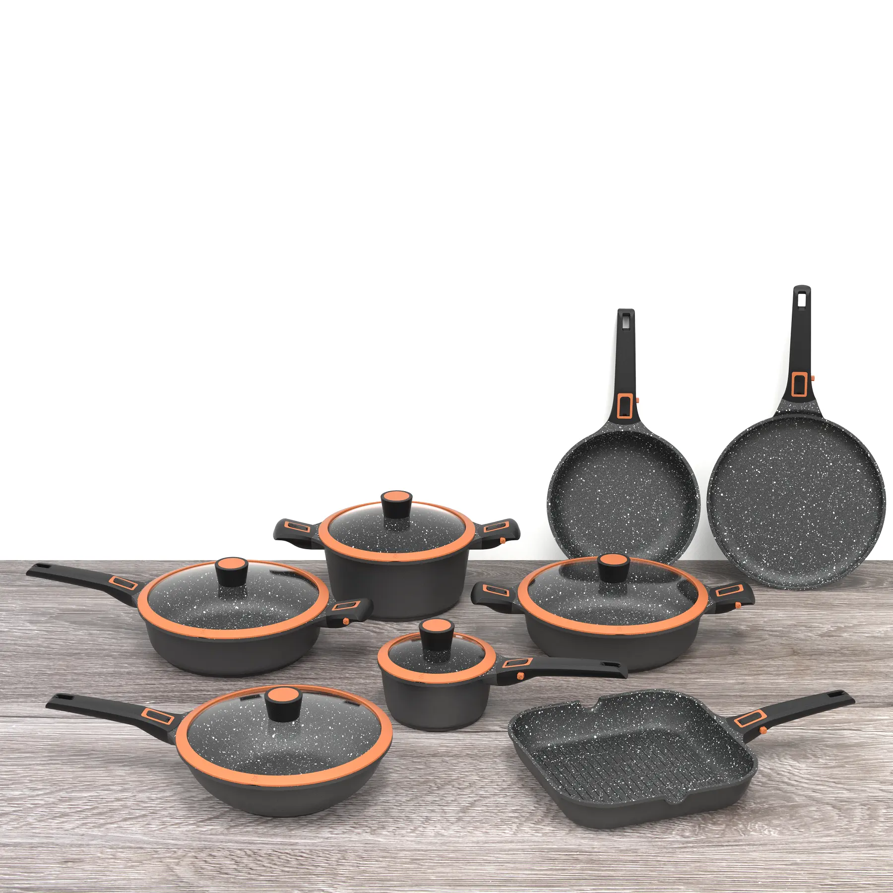 Leo thang loạt đúc nhôm với tay cầm có thể tháo rời nhà bếp Mario chết không dính đúc chết Cookware Set