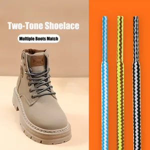 Cordones de poliéster de color de punto redondo personalizado para herramientas de zapatos deportivos botas Martin cordones de senderismo